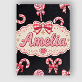 Personalised Name Cute Christmas Candy Cane Custom  Bespoke Interior Contemporary Canvas Wall Art Print Decor Picture Ready to Hang