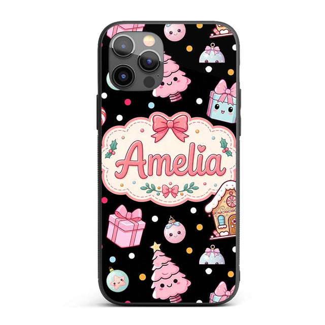 Cute Gingerbread Girl Candy House Lollipop Kawaii Custom Name Protective Phone Case Mobile Cover Durable Everyday Smartphone Shock Resistant