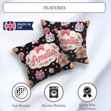 Custom Name Cute Gingerbread Girl Candy House Lollipop Christmas Square Filled Cushion Throw Pillow Sofa Bed Home Decor Zip Washable UK Made