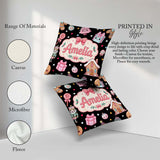 Custom Name Cute Gingerbread Girl Candy House Lollipop Christmas Square Filled Cushion Throw Pillow Sofa Bed Home Decor Zip Washable UK Made