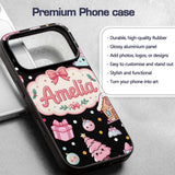 Cute Gingerbread Girl Candy House Lollipop Kawaii Custom Name Protective Phone Case Mobile Cover Durable Everyday Smartphone Shock Resistant