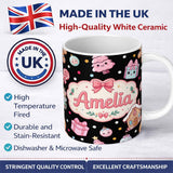 Personalized Custom Name Cute Gingerbread Girl Candy House Lollipop Kawaii Christmas 11oz Ceramic Coffee Tea Mug White Large Handle