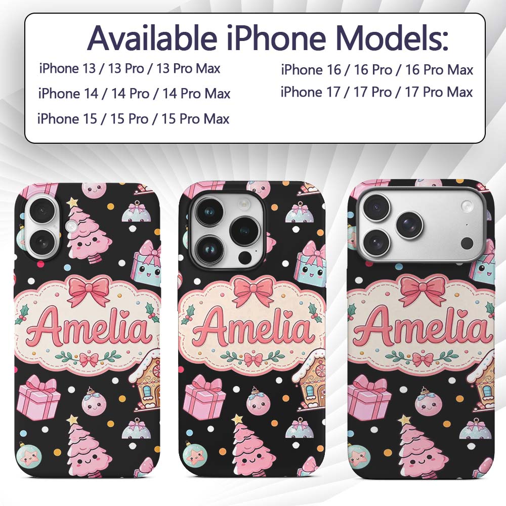 Cute Gingerbread Girl Candy House Lollipop Kawaii Custom Name Protective Phone Case Mobile Cover Durable Everyday Smartphone Shock Resistant