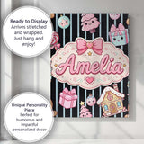 Personalised Name Cute Gingerbread Girl Custom  Modern Room Accent Elegant Feature Canvas Wall Art Print Decor Picture Ready to Hang