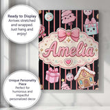 Personalised Name Cute Gingerbread Girl Custom  Modern Room Accent Elegant Feature Canvas Wall Art Print Decor Picture Ready to Hang