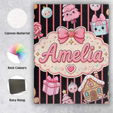 Personalised Name Cute Gingerbread Girl Custom  Modern Room Accent Elegant Feature Canvas Wall Art Print Decor Picture Ready to Hang