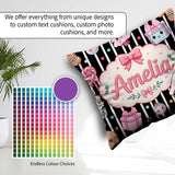Custom Name Cute Girl Candy House Soft Pastel Seamless Pattern Square Filled Cushion Throw Pillow Sofa Bed Home Decor Zip Washable UK Made
