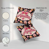 Custom Name Cute Gingerbread Couple Candy Swirl Sweets Christmas Square Filled Cushion Throw Pillow Sofa Bed Home Decor Zip Washable UK Made