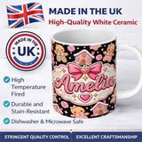 Personalized Custom Name Cute Gingerbread Couple Candy Swirl Sweets Christmas Seamless 11oz Ceramic Coffee Tea Mug White Large Handle