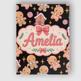Personalised Name Cute Gingerbread Couple Custom  Unique Gift Idea Elegant Feature Canvas Wall Art Print Decor Picture Ready to Hang