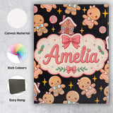Personalised Name Cute Gingerbread Couple Custom  Unique Gift Idea Elegant Feature Canvas Wall Art Print Decor Picture Ready to Hang
