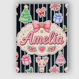Personalised Name Cute Christmas Gingerbread Custom Bespoke  Contemporary Display Canvas Wall Art Print Decor Picture Ready to Hang