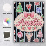 Personalised Name Cute Christmas Gingerbread Custom Bespoke  Contemporary Display Canvas Wall Art Print Decor Picture Ready to Hang