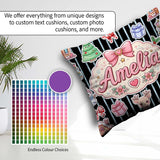 Custom Name Christmas Gingerbread House Snowman Tree Blue Stripe Square Filled Cushion Throw Pillow Sofa Bed Home Decor Zip Washable UK Made