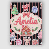 Personalised Name Cute Christmas Gingerbread Custom Bespoke  Contemporary Display Canvas Wall Art Print Decor Picture Ready to Hang