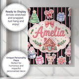 Personalised Name Cute Christmas Gingerbread Custom Bespoke  Contemporary Display Canvas Wall Art Print Decor Picture Ready to Hang