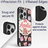 Cute Christmas Gingerbread House Snowman Tree Custom Name Protective Phone Case Mobile Cover Durable Everyday Smartphone Shock Resistant