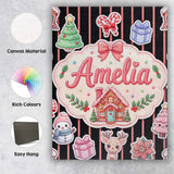 Personalised Name Cute Christmas Gingerbread Custom Bespoke  Contemporary Display Canvas Wall Art Print Decor Picture Ready to Hang