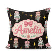 Custom Name Cute Nutcracker Soldier Toy King with Star Christmas Square Filled Cushion Throw Pillow Sofa Bed Home Decor Zip Washable UK Made