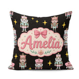 Custom Name Cute Nutcracker Soldier Toy King with Star Christmas Square Filled Cushion Throw Pillow Sofa Bed Home Decor Zip Washable UK Made
