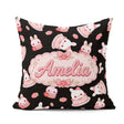 Custom Name Bunny Macaron Dessert Kawaii Sweet Seamless Pattern Square Filled Cushion Throw Pillow Sofa Bed Home Decor Zip Washable UK Made