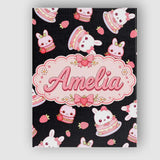 Personalised Name Cute Strawberry Bunny Custom  Modern Room Accent Elegant Feature Canvas Wall Art Print Decor Picture Ready to Hang