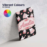 Personalised Name Cute Strawberry Bunny Custom  Modern Room Accent Elegant Feature Canvas Wall Art Print Decor Picture Ready to Hang