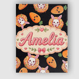 Personalised Name Cute Bunny Carrot Donut Custom  Unique Gift Idea Elegant Feature Canvas Wall Art Print Decor Picture Ready to Hang