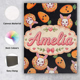 Personalised Name Cute Bunny Carrot Donut Custom  Unique Gift Idea Elegant Feature Canvas Wall Art Print Decor Picture Ready to Hang