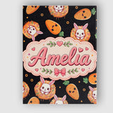 Personalised Name Cute Bunny Carrot Donut Custom  Unique Gift Idea Elegant Feature Canvas Wall Art Print Decor Picture Ready to Hang