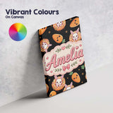 Personalised Name Cute Bunny Carrot Donut Custom  Unique Gift Idea Elegant Feature Canvas Wall Art Print Decor Picture Ready to Hang