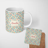 Personalized Custom Name Geometric Crystal Gemstone Light Background Modern Mineral Design 11oz Ceramic Coffee Tea Mug White Large Handle