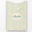 Minimal Line Art Croissant Pattern Soft Green Background Modern  Personalised Custom Name Super Soft Fleece Blanket Bed Sofa Throw
