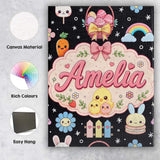 Personalised Name Cute Bunny Donut Popsicle Custom  Bespoke Interior Contemporary Canvas Wall Art Print Decor Picture Ready to Hang