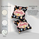 Custom Name Cute Bunny Donut Popsicle Sweet Kawaii Seamless Name Square Filled Cushion Throw Pillow Sofa Bed Home Decor Zip Washable UK Made