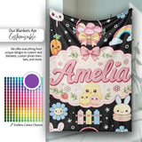 Cute Bunny Donut Popsicle Sweet Dessert Kawaii Seamless Pattern Name  Personalised Custom Name Super Soft Fleece Blanket Bed Sofa Throw
