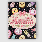 Personalised Name Cute Bunny Ice Cream Custom  Modern Room Accent Elegant Feature Canvas Wall Art Print Decor Picture Ready to Hang