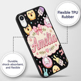 Cute Bunny Ice Cream Donut Dessert Sweet Kawaii Custom Name Protective Phone Case Mobile Cover Durable Everyday Smartphone Shock Resistant
