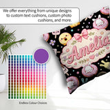 Custom Name Bunny Ice Cream Donut Dessert Sweet Seamless Pattern Square Filled Cushion Throw Pillow Sofa Bed Home Decor Zip Washable UK Made