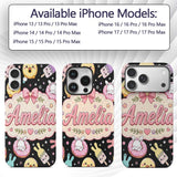 Cute Bunny Ice Cream Donut Dessert Sweet Kawaii Custom Name Protective Phone Case Mobile Cover Durable Everyday Smartphone Shock Resistant