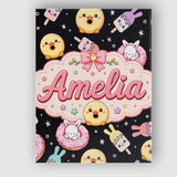 Personalised Name Cute Bunny Popsicle Donut Custom  Bespoke Interior Contemporary Canvas Wall Art Print Decor Picture Ready to Hang