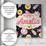 Personalised Name Cute Bunny Popsicle Donut Custom  Bespoke Interior Contemporary Canvas Wall Art Print Decor Picture Ready to Hang