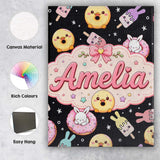 Personalised Name Cute Bunny Popsicle Donut Custom  Bespoke Interior Contemporary Canvas Wall Art Print Decor Picture Ready to Hang