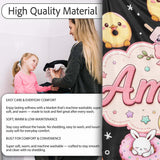 Cute Bunny Popsicle Donut Chick Kawaii Dessert Easter Seamless  Personalised Custom Name Super Soft Fleece Blanket Bed Sofa Throw