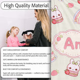 Cute Strawberry Bunny Macaron Dessert Kawaii Cream Background  Personalised Custom Name Super Soft Fleece Blanket Bed Sofa Throw