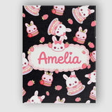 Personalised Name Cute Strawberry Bunny Custom  Modern Room Accent Elegant Feature Canvas Wall Art Print Decor Picture Ready to Hang