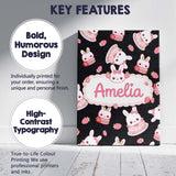 Personalised Name Cute Strawberry Bunny Custom  Modern Room Accent Elegant Feature Canvas Wall Art Print Decor Picture Ready to Hang
