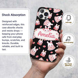 Cute Strawberry Bunny Macaron Dessert Kawaii Custom Name Protective Phone Case Mobile Cover Durable Everyday Smartphone Shock Resistant
