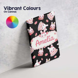 Personalised Name Cute Strawberry Bunny Custom  Modern Room Accent Elegant Feature Canvas Wall Art Print Decor Picture Ready to Hang