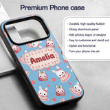 Cute Strawberry Bunny Macaron Dessert Kawaii Blue Custom Name Protective Phone Case Mobile Cover Durable Everyday Smartphone Shock Resistant